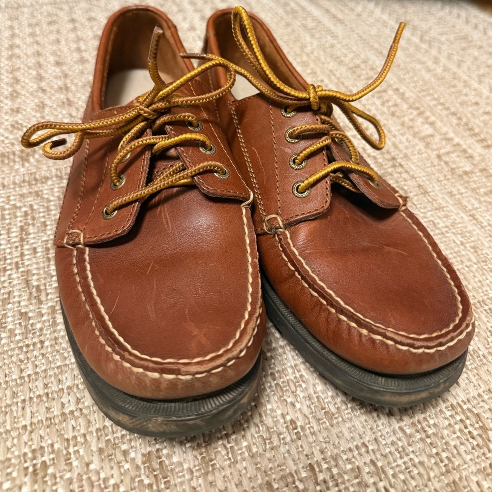 Eastland Brown Leather Boat Shoes with Yellow Laces - 9.5